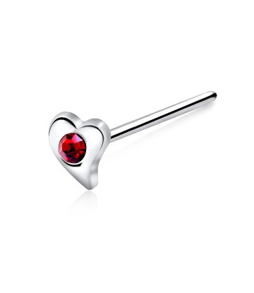 Stone Heart Shaped Silver Straight Nose Stud NSKA-200